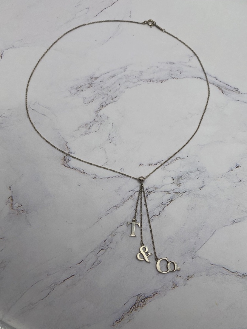 Retired Tiffany & Co Sterling Silver T&Co Triple Drop Lariat Necklace 16â
